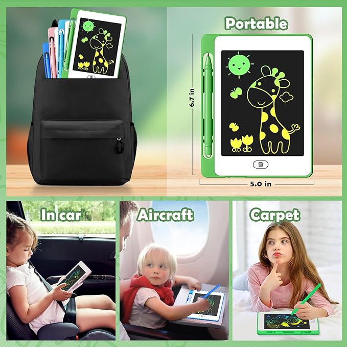 12 Pack LCD Writing Tablet for Kids, 6.5 Inch Colorful Doodle Board Drawing Tablet, Erasable Reusable Drawing Pads, Educational Learning Toys Birthday Gifts for Girls Boys Age 3 4 5 6 7 8-BubblyBeeBaby