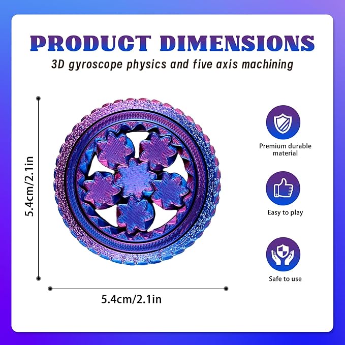 2-Pack 3D Printed Fidget Spinners for Kids & Adults - Stress Relief Toys for ADHD, Anxiety & Sensory Needs | Quiet Office Desk Toy & Party Favors - Birthday Goodie Bag Fillers for Kids-BubblyBeeBaby