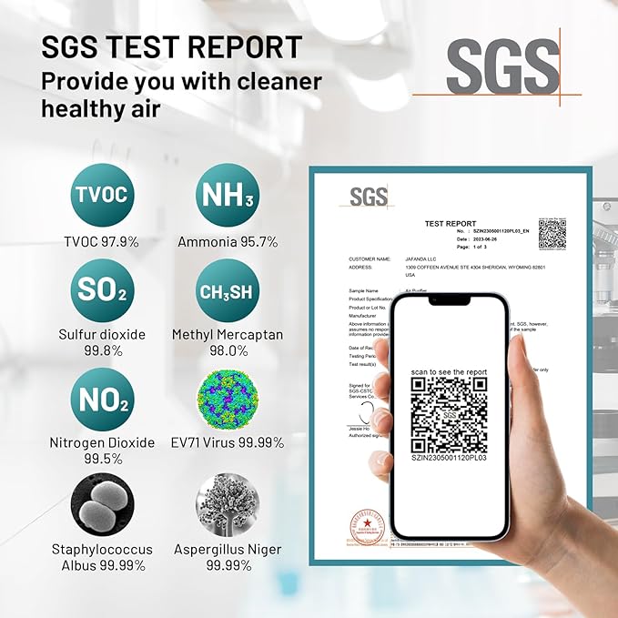 Jafända Air Purifier for Home Large Room 3800 ft², APP & Alexa, Ture HEPA Activated Carbon Air Filter, Smart HEPA Air Purifiers for Office Remove Dust Pollen Smoke Allergies Mold Odors Pet Dander VOCs-BubblyBeeBaby