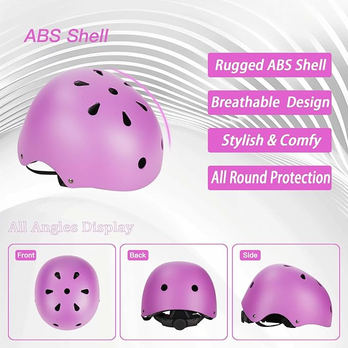 Kids Bike Helmet Set Adjustable Helmet for Ages 3-15 Kids Toddler Boys Girls Youth, Multi-Sport Bicycle Skateboarding Football Rollerskating Scooter Rollerblade Balance Bike Helmets-BubblyBeeBaby