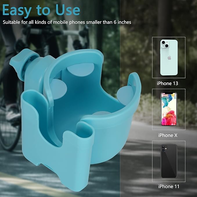 Suranew Adjustable Stroller Cup Holder with Phone Holder for Baby Stroller for Family Members, Sky Blue-BubblyBeeBaby