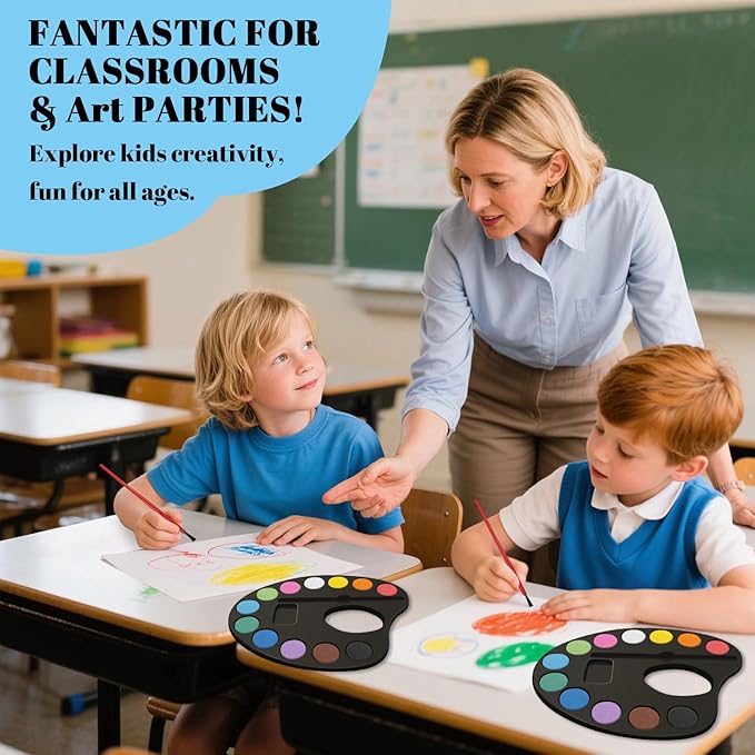 24 Pack Watercolor Paint Set Bulk, with 12 Vibrant Colors and 24 Brushes, Washable Water Color Paint Sets for Kids and Adults, Ideal Gift for Art Party Favors, School Classroom Supplies-BubblyBeeBaby