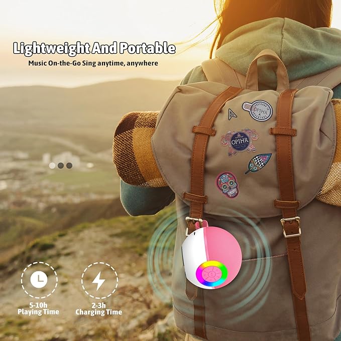 Karaoke Microphone Machine Toys for Kids Adults, Mini Portable Bluetooth Speaker with 2 Wireless Mics, Christmas Birthday Gifts for Boys Girls Ages 3 4 5 6 7 8 9 10 11 12+ Year (Pink)-BubblyBeeBaby