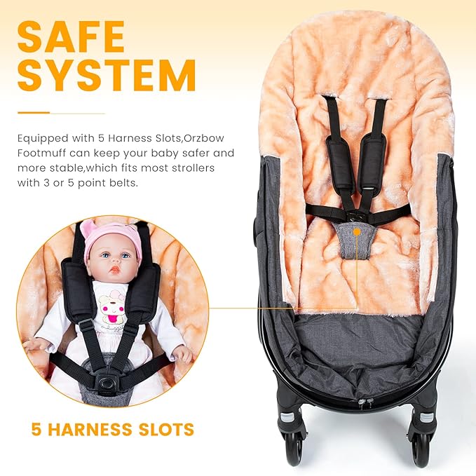 Orzbow Stroller Footmuff Universal | Faux Wool Baby Bunting Bag | Warm, Weather-proof, Adjustable Buckles | Winter Stroller Blanket Cover | Baby Sleeping Bag for Cold Weather Accessories, Dark Grey-BubblyBeeBaby