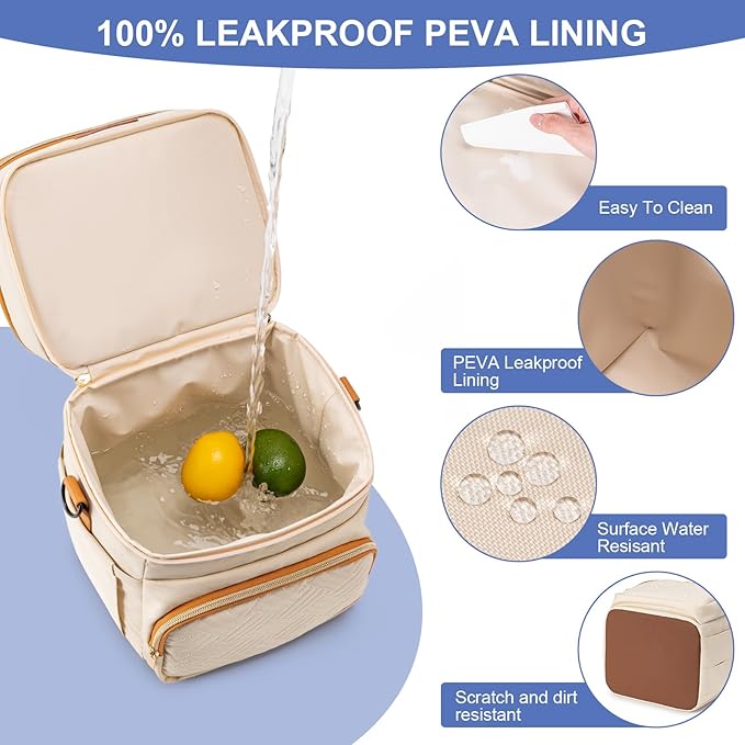 Insulated Breastmilk Cooler Bag with Ice Pack - Holds 6x9oz Bottles, Leakproof Double Layer, Baby Bottle Cooler Bag with Adjustable Strap for Nursing Moms, Daycare & Travel-BubblyBeeBaby