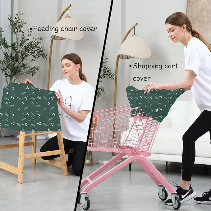 Carseat Covers for Baby Breastfeeding – Multi use Car Seat Canopy Cover, Infant Stroller Canopy Cover for Girls (Green Print)-BubblyBeeBaby