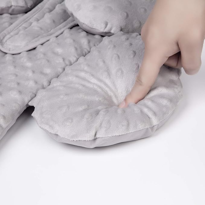 Pro Goleem Infant Car Seat Head Neck Body Support, Ultra-Soft Minky and Microfiber Newborn Car Seat Insert, Perfect for Car Seat, Stroller, 2-in-1 Reversible, for Boys and Girls, Gray-BubblyBeeBaby