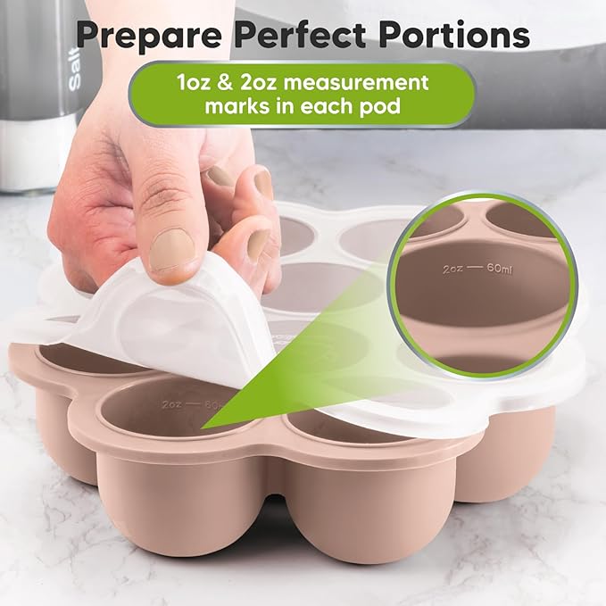 KeaBabies Silicone Food Freezer Trays with Lid, 2oz x 10 Pods Baby Food Storage Containers, Easy Puree Meal Prep, Breast Milk Silicone Freezer Molds, Dishwasher,Microwave Safe,BPA-Free Tray(Dusk)-BubblyBeeBaby