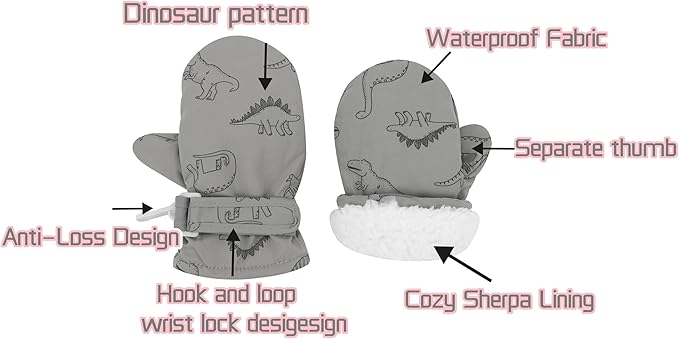 Toddler Gloves Kids Mittens Winter Warm Lined Fleece Gloves Waterproof Snow Baby Mitten for Boys Girls-BubblyBeeBaby