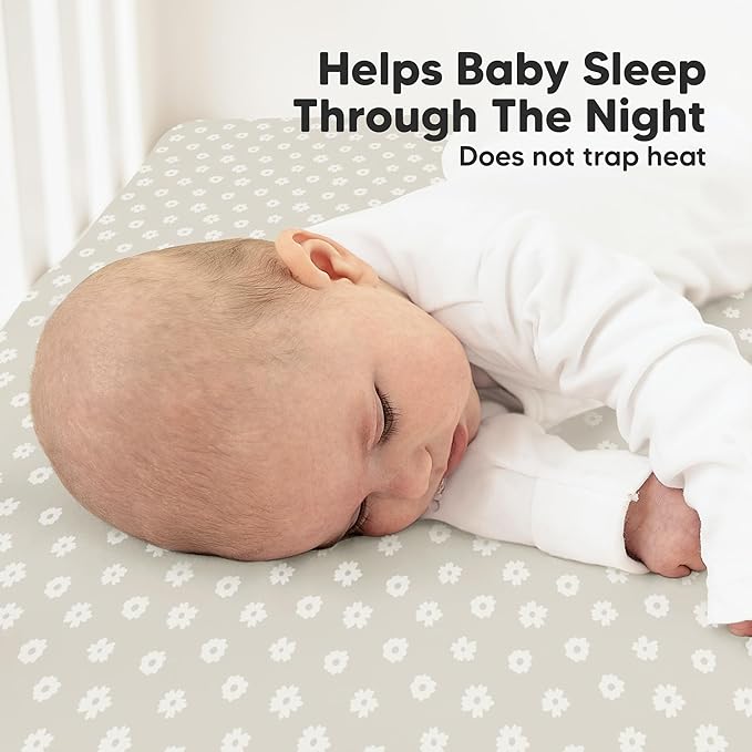 KeaBabies 2-Pack Organic Crib Sheets for Boys, Girls - 52x28 Fitted Crib Mattress Sheet Neutral, Breathable Jersey Cotton Cover for Baby Bed, Toddler Mattress, Soft & Cute Prints (Meadow)-BubblyBeeBaby