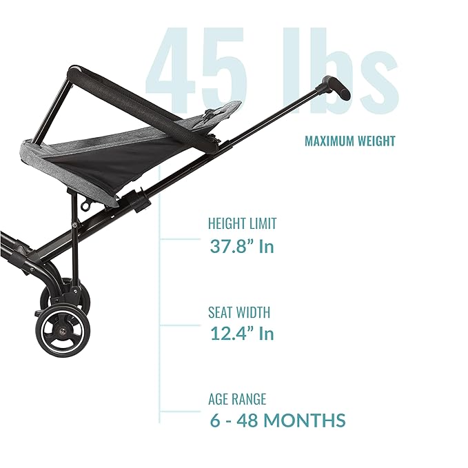 Dream On Me Lightweight And Compact Coast Rider Stroller With One Hand Easy Fold, Adjustable Handles And Soft Ride Wheels, Grey-BubblyBeeBaby