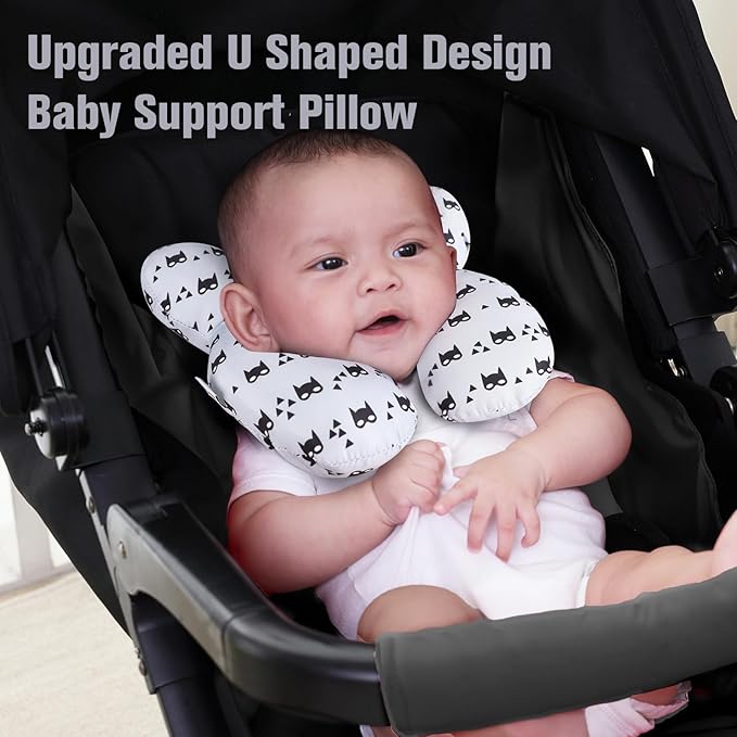 KAKIBLIN Baby Travel Pillow for Head and Neck, Upgraded Baby Support Pillow, Baby Neck Pillows for Car Seat,Pushchair,Travel, Grey-BubblyBeeBaby