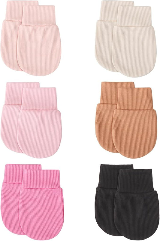 BQUBO 6 Pairs Newborn Baby Boys Girls Mittens 0-6 Months Unisex-Baby Infant Mittens Elastic No Scratch Wrist Gloves-BubblyBeeBaby