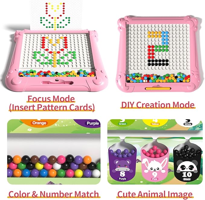 2-IN-1 Large Magnetic Drawing Board for Toddlers Kids, Magnetic Color and Number Maze, Magnetic Dot Art Board for Kids, Montessori Education Travel Toys for Boys Girls Age 3 4 5 6 7 8 Years Old-BubblyBeeBaby
