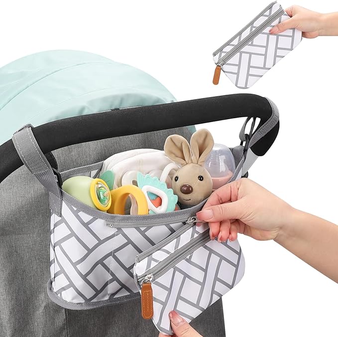 Accmor Universal Stroller Organizer with Detachable Phone Bag, Stroller Bag Caddy Organizer Stroller Accessories for Uppababy, Baby Jogger, Nuna, Doona, Britax Strollers-BubblyBeeBaby