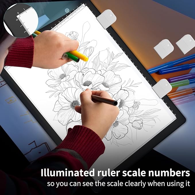 Elice A4 LED Tracing Light Box with 4 Clips, Ultra-Thin Diamond Art Light Board, Bright Light Pad, Lightbox for Tracing and Drawing, Artcraft Light Table for Weeding Vinyl, Diamond Painting, Sketching-BubblyBeeBaby