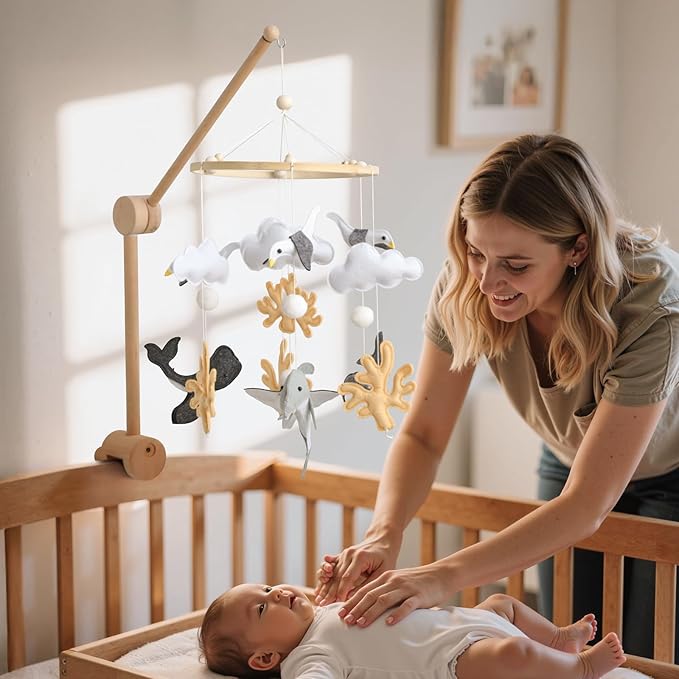 HI BABY MONMENT Crib Mobile Arm - Baby Mobile Hanger with 360° Vertical Adjustment, Stabilizing Attachment for Added Safety, Mobile Arm for Crib, Sturdy & Secure Design for Nursery Mobile-BubblyBeeBaby