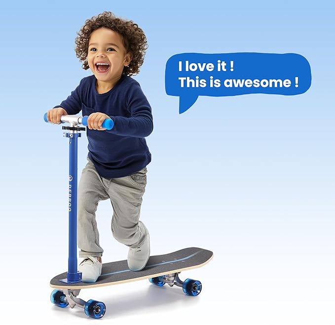 2-in-1 Kids Skateboard & Lean-to-Steer Scooter with Detachable Handlebar, LED Light-Up Wheels, Adjustable Height – Beginner Surf Skateboard for Ages 3+-BubblyBeeBaby