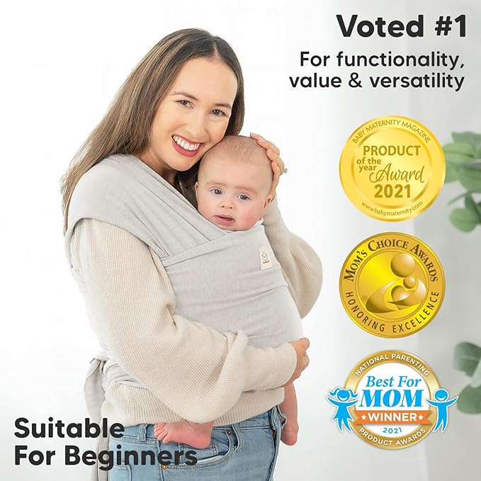 KeaBabies Baby Wrap Carrier - All in 1 Original Baby Carrier Newborn to Toddler Sling, Easy to Wear, Hands Free Bonding, Lightweight, Breathable Infant Wraps (Rhino Gray)-BubblyBeeBaby