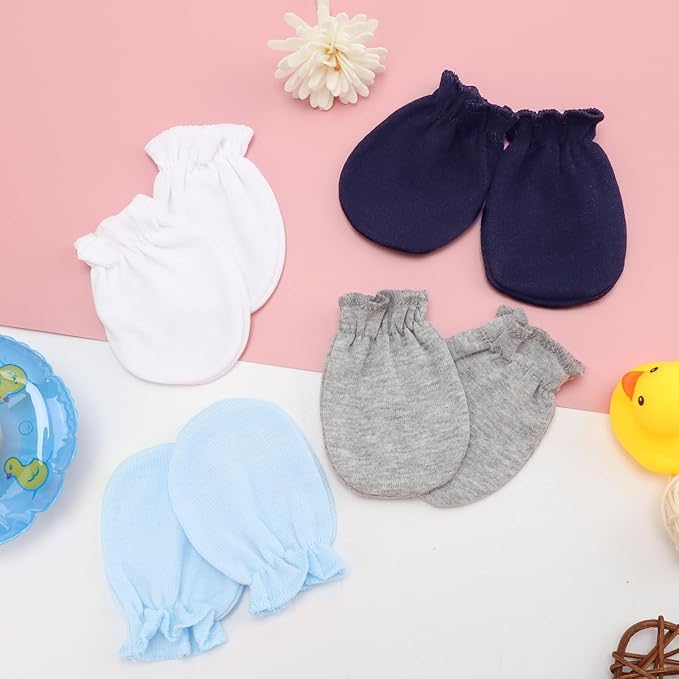 BQUBO Newborn Infant Toddler Mittens No Scratch Cotton Elastic Wrist Gloves Hypoallergenic for 0-6 Months Baby Boys Girls-BubblyBeeBaby