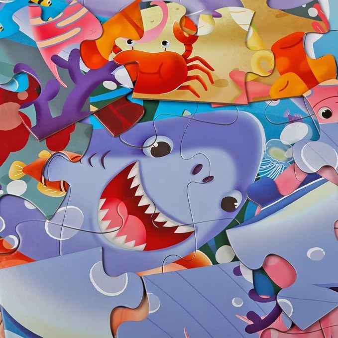 Jumbo Floor Puzzle for Kids Underwater Jigsaw Large Puzzles 48 Piece for Toddler Children Learning Preschool Educational Intellectual Development Toys 3-5 4-8 Years Old Gift for Boys and Girls-BubblyBeeBaby