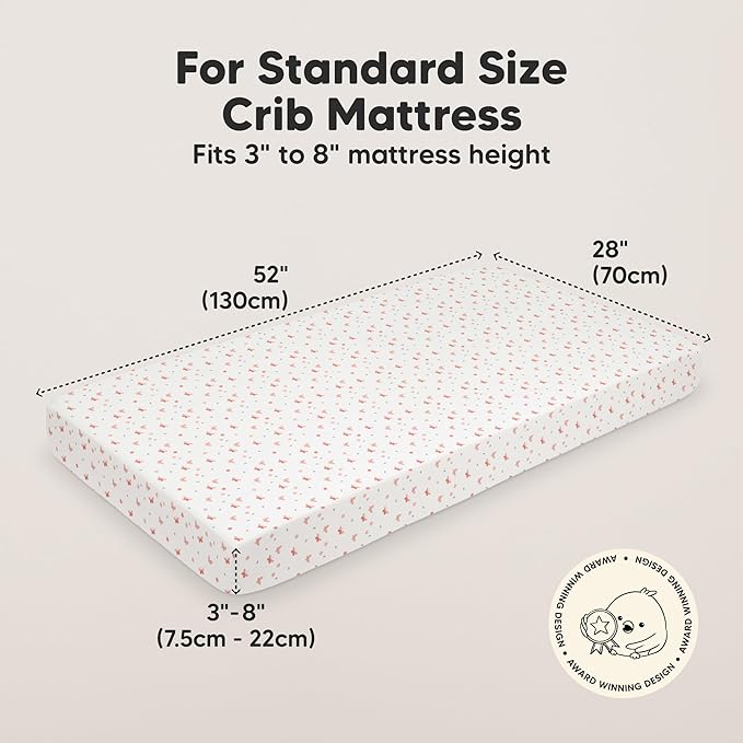 KeaBabies 2-Pack Organic Crib Sheets for Boys, Girls - 52x28 Fitted Crib Mattress Sheet Neutral, Breathable Jersey Cotton Cover for Baby Bed, Toddler Mattress, Soft & Cute Prints (Butterflies)-BubblyBeeBaby