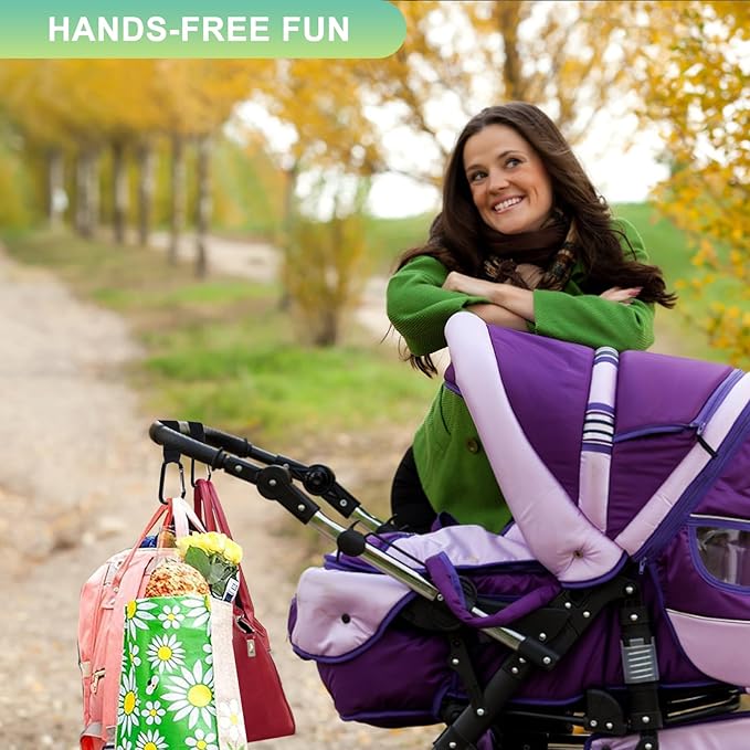 Stroller Hooks for Bags, 2 Pack Non-Slip Stroller Clips and Hooks, Adjustable Stroller Carabiner Clip, Baby Stroller Accessories, Hooks for Bike, Scooter, Wheelchair, Walker by Aguwontior-BubblyBeeBaby