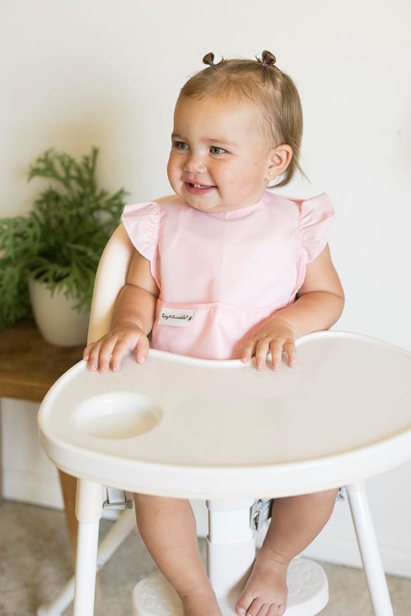 Tiny Twinkle Mess Proof Baby Bibs for Eating - Waterproof, Wipeable Bibs - Toddler Bibs - Travel Friendly - PFAS, PVC, BPA, Phthalate Free - Baby Food Bibs(3 Pack,Blue Floral)-BubblyBeeBaby