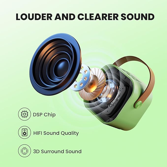 IROO Mini Karaoke Machine for Kids, 2025 TOP Toys Birthday Gifts Ideas for Girls Ages 4, 5, 6, 7, 8, 9, 10, 12+ Years Old, Portable MP3 Player with 2 Wireless Mics for Party-BubblyBeeBaby