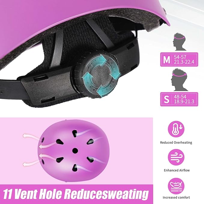 Kids Bike Helmet Set Adjustable Helmet for Ages 3-15 Kids Toddler Boys Girls Youth, Multi-Sport Bicycle Skateboarding Football Rollerskating Scooter Rollerblade Balance Bike Helmets-BubblyBeeBaby