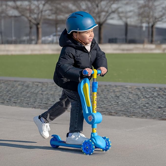 Jetson Character Kids Kick Scooter, LED Lights on Stem & Light-Up Wheels, Lightweight Frame, Height-Adjustable Handlebar, Lean-to-Steer System, Easy-Fold Mechanism-BubblyBeeBaby