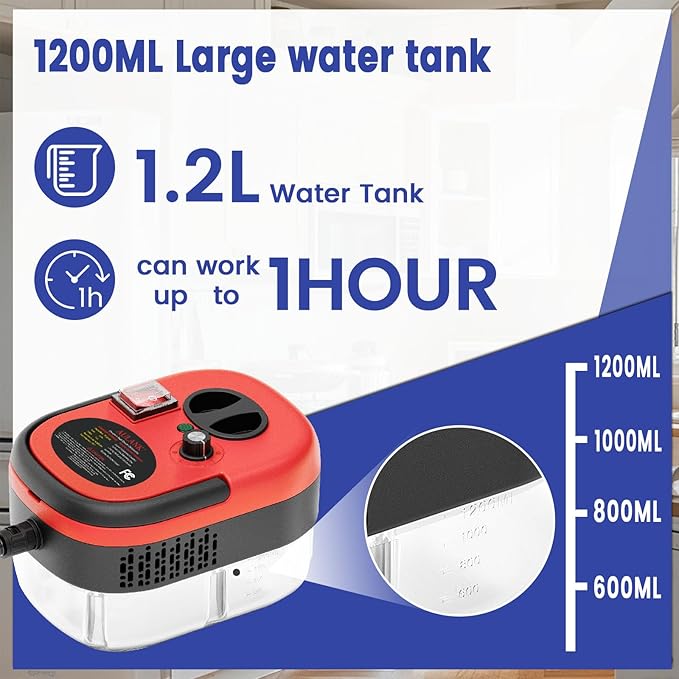 2500W Handheld Steam Cleaner,Portable Car Steamer For Auto Detailing,High-Temperature and Pressure Steam Cleaner For Home, Steam Cleaning Machine for Furniture,Kitchen,Grout,Floor,Tile (Red)-BubblyBeeBaby