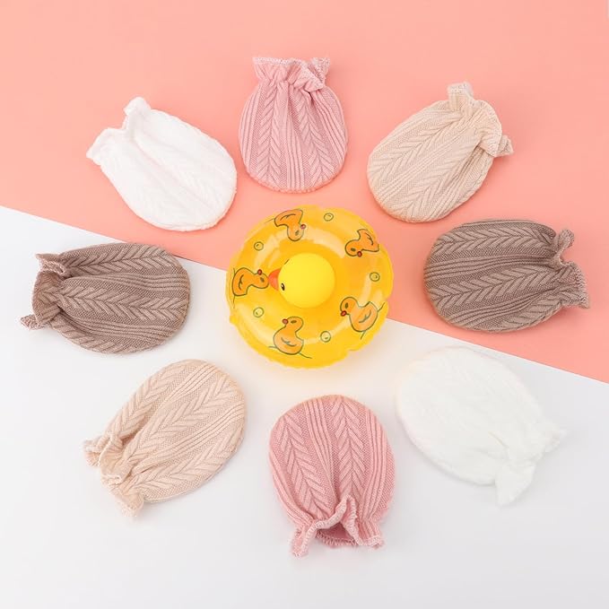 BQUBO Newborn Infant Toddler Mittens No Scratch Cotton Elastic Wrist Gloves Hypoallergenic for 0-6 Months Baby Boys Girls-BubblyBeeBaby