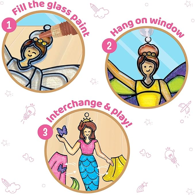 Imagimake Window Art Princess | Suncatcher Kit | Arts and Crafts for Kids Ages 8-12 | Girls Toys Age 6-8 | Unicorn Gifts for Girls Age 6-8 | 5 Year Old Girl Gift | 8 Year Old Girl Birthday Gift-BubblyBeeBaby