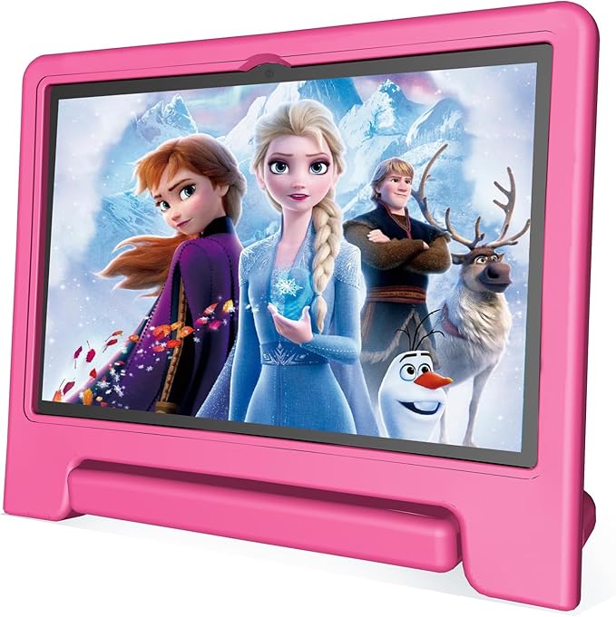 JREN Tablet for Kids｜10.1 Inch Kids Tablet Android 14｜Octa-core｜64GB｜WiFi ｜Bluetooth｜Parental Control｜Children Content｜Children Toddler Pink Girls Gift-BubblyBeeBaby