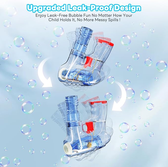 Kid Odyssey 2 Pack Bubble Gun with 4 Refill Solution and 3 Colorful LED Light, Bubble Machine for Kids, Bubble Maker for Party Favors, Birthday Gift, Indoor Outdoor Toys for Toddlers-BubblyBeeBaby