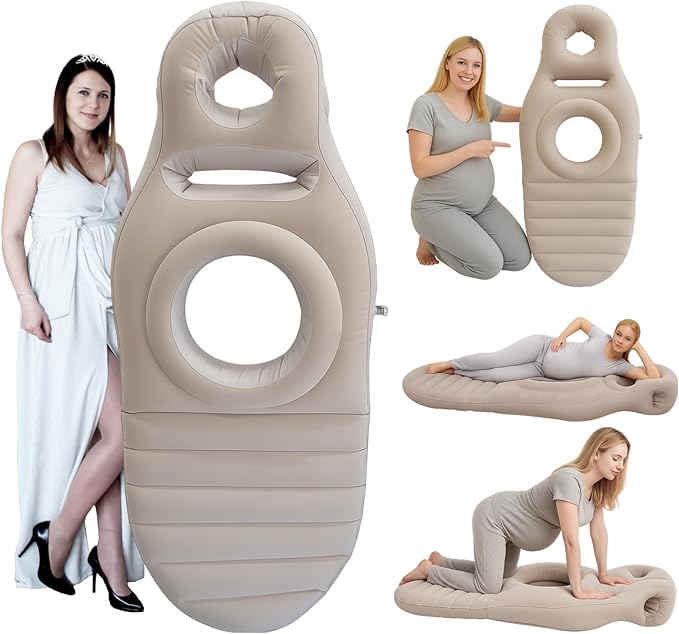 Inflatable Pregnancy Belly Mattress, Float with Abdominal Hole Full Body Inflatable Bed for Pregnant Women, The Best Pregnancy Pillow for Sleeping Prone - Relieves Back Hip Pain-BubblyBeeBaby