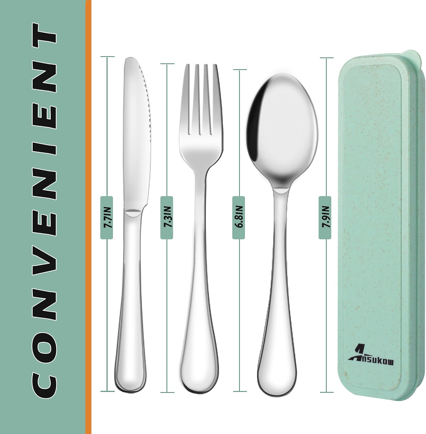 8 Picec Travel Utensils Camping utensils Travel Silverware Set with Case Fork and Spoon Set Office Stainless Steel Reusable Trip Cutlery Set Easy to journey Lightweight Lunch Box for Men