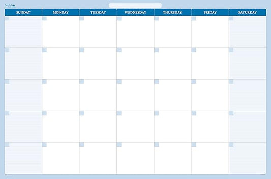 18" x 24" Sky Blue Horizontal 30-Day Dry-Erase Task, Goals and Objective 1-Month erasable Wall Planner Calendar. Complete with Fine Tip Dry-Erase Marker and Eraser-BubblyBeeBaby