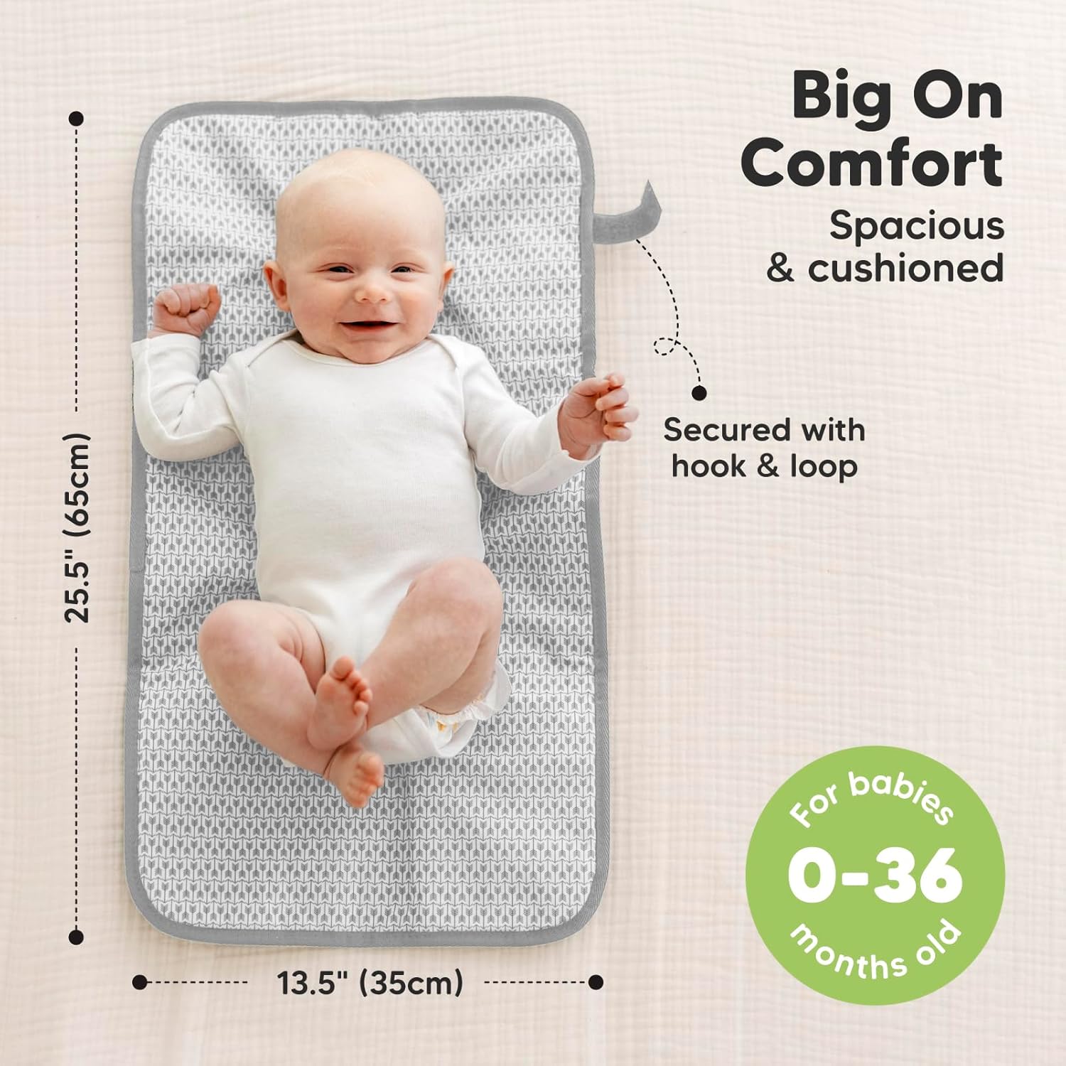 KeaBabies Portable Diaper Changing Pad, Easy Wipe Clean - Foldable Waterproof Baby Changing Mat for Diaper Bag, Compact, Lightweight, 25x13 Baby Changer Travel Essential, Machine Washable (Gray Mod)