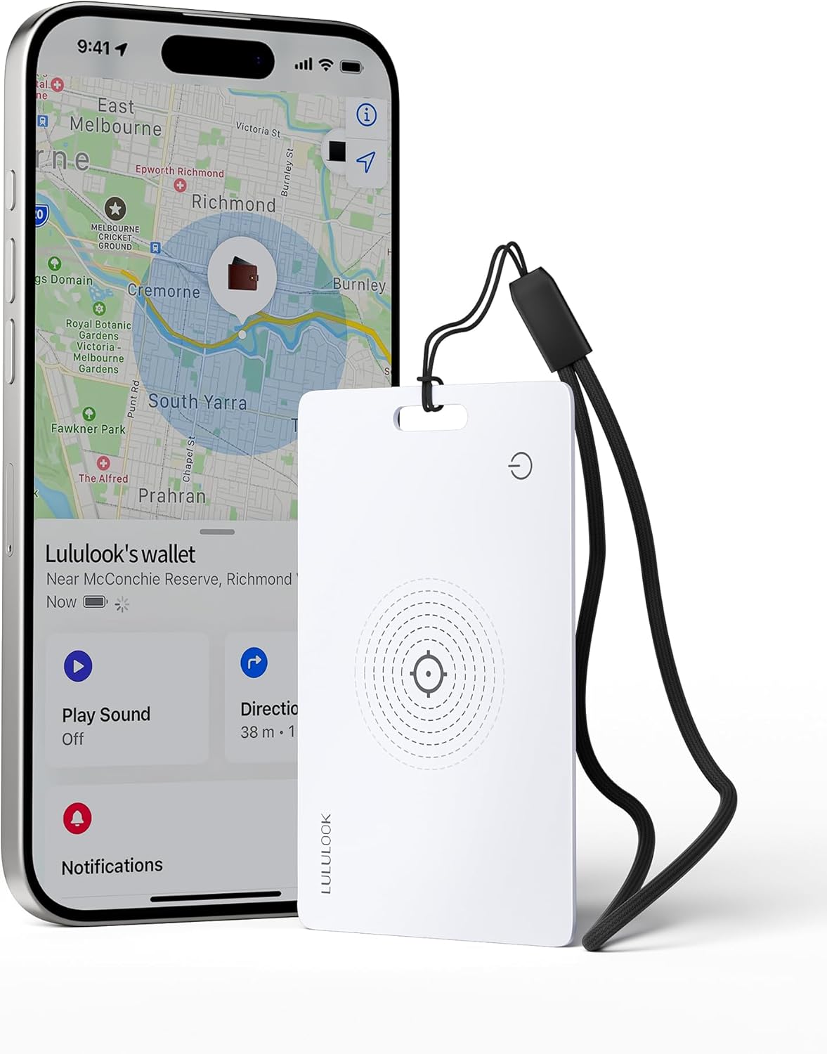 LULULOOK Wallet Tracker Card (iOS Only), Ultra Slim Airtag Wallet Works with Apple Find My, Wireless Rechargeable GPS Smartcard Tracker for Luggage, Tags, Passport, Purse, IP68 Waterproof, 1 Pack