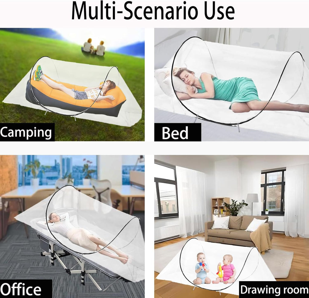 CMINGJ Large Pop Up Mosquito Tent, Portable Foldable Mosquito Net for Bed Camping Travel Patio，Mosquito Net for Adults Baby (78 * 39 * 27inch) (Black Adjustable Size)