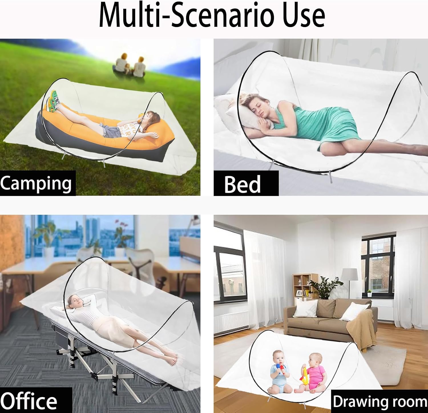 CMINGJ Large Pop Up Mosquito Tent, Portable Foldable Mosquito Net for Bed Camping Travel Patio，Mosquito Net for Adults Baby (78 * 39 * 27inch) (Black Adjustable Size)