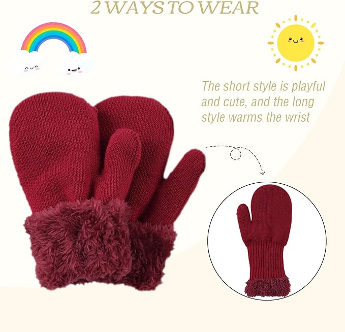 PESAAT Baby Girl Mittens Fleece Toddler Boy Mittens Warm Kids Winter Gloves Unisex Cold Weather Baby Gloves-BubblyBeeBaby