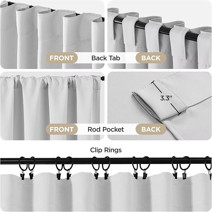 Joydeco 84 Inch 60% Blackout White Curtains 2 Panels,Elegant Soft Sheer Curtains for Bedroom,Thermal Insulated Black Out Drapes for Living Room,Rod Pocket Back Tab Drapes(W52 x L84 Inch,Greyish White)-BubblyBeeBaby