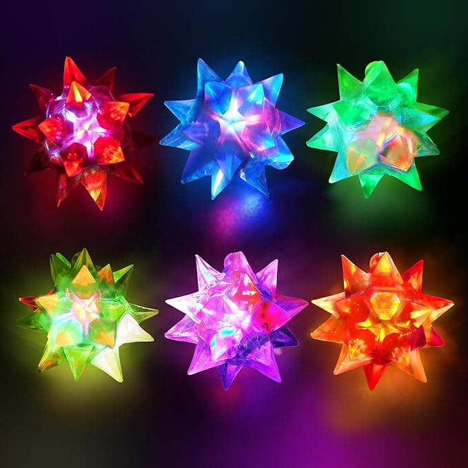 HONLYNE48 48 PCS Flashing Crystal Star Necklaces, LED Glow in The Dark Party Favors for Kids Adults Birthday Rave Halloween Goodie Bags Filler-BubblyBeeBaby