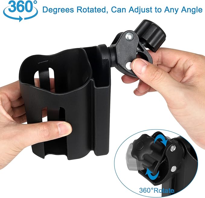 Accmor Stroller Cup Holder with Phone Holder, Universal Cup Holder, Bike Cup Holder, 360° Rotatable Large Caliber Drinks Holder for Stroller, Bike, Wheelchair, Walker-BubblyBeeBaby