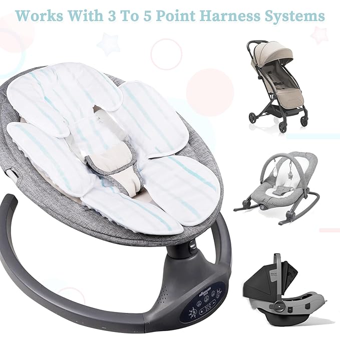 Pea Pod Baby Cushion, 2 in 1 Baby Swings Insert or Girls Extra Soft Breathable Cushion, Compatible for Strollers, and Bouncers, Striped Pattern-BubblyBeeBaby