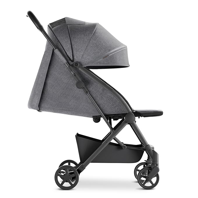 Mompush Lithe V2 Lightweight Travel Stroller, Compact Foldable Baby Stroller with Travel Bag, One-Hand Fold Stroller, Snack Tray, Mechanical Recline Seat, Airplane-Ready, Organizer & Rain Cover-BubblyBeeBaby