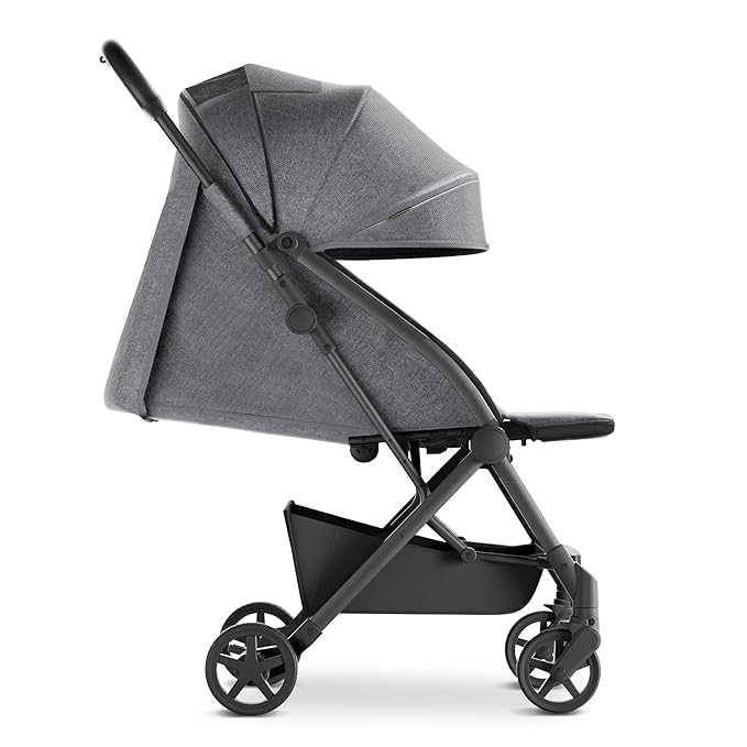 Mompush Lithe V2 Lightweight Travel Stroller, Compact Foldable Baby Stroller with Travel Bag, One-Hand Fold Stroller, Snack Tray, Mechanical Recline Seat, Airplane-Ready, UPF 50+ Canopy & Rain Cover-BubblyBeeBaby